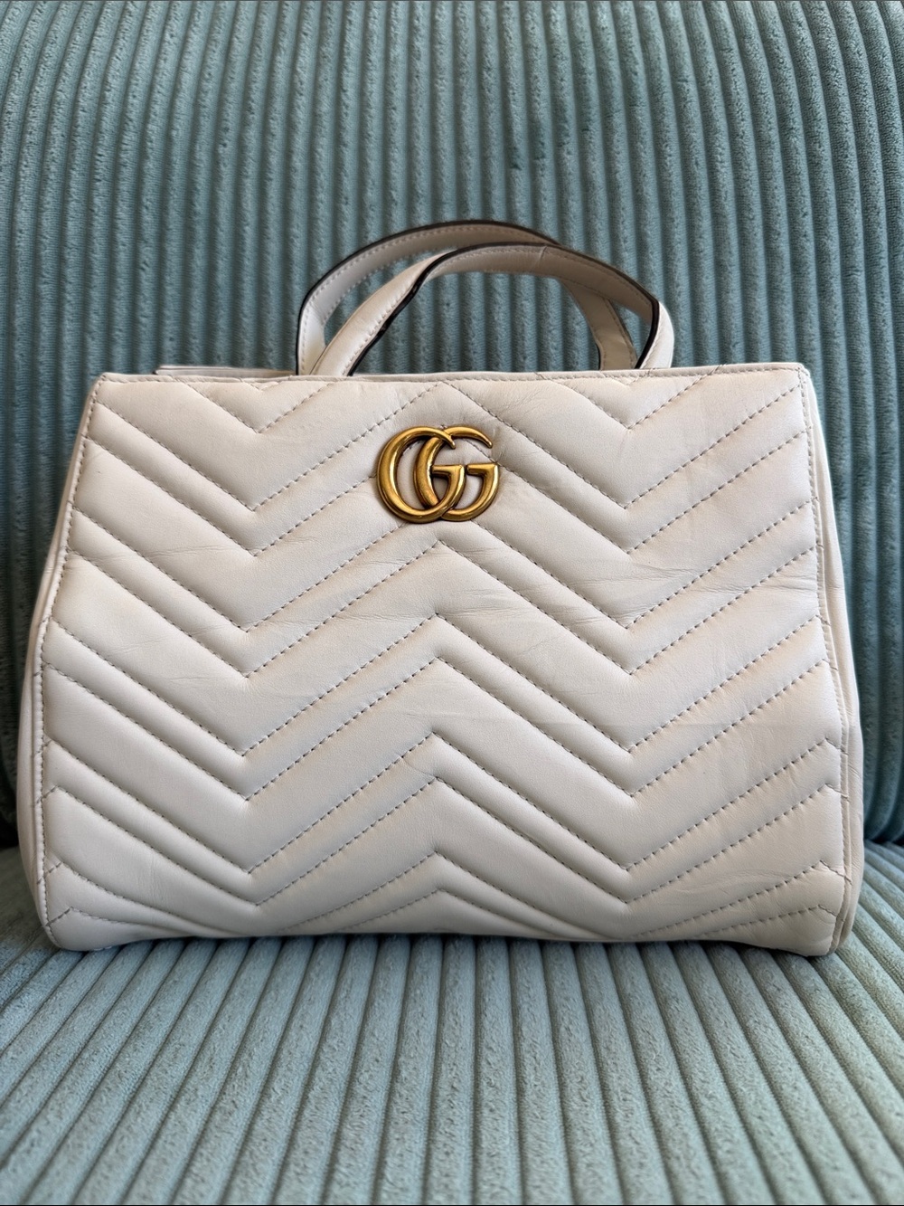 Gucci GG Marmont Matelasse White Leather Tote